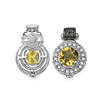 1.00 Carat Genuine Citrine and 0.31 ct.t.w Genuine Diamond Accents Sterling Silver Earrings by Bids.com