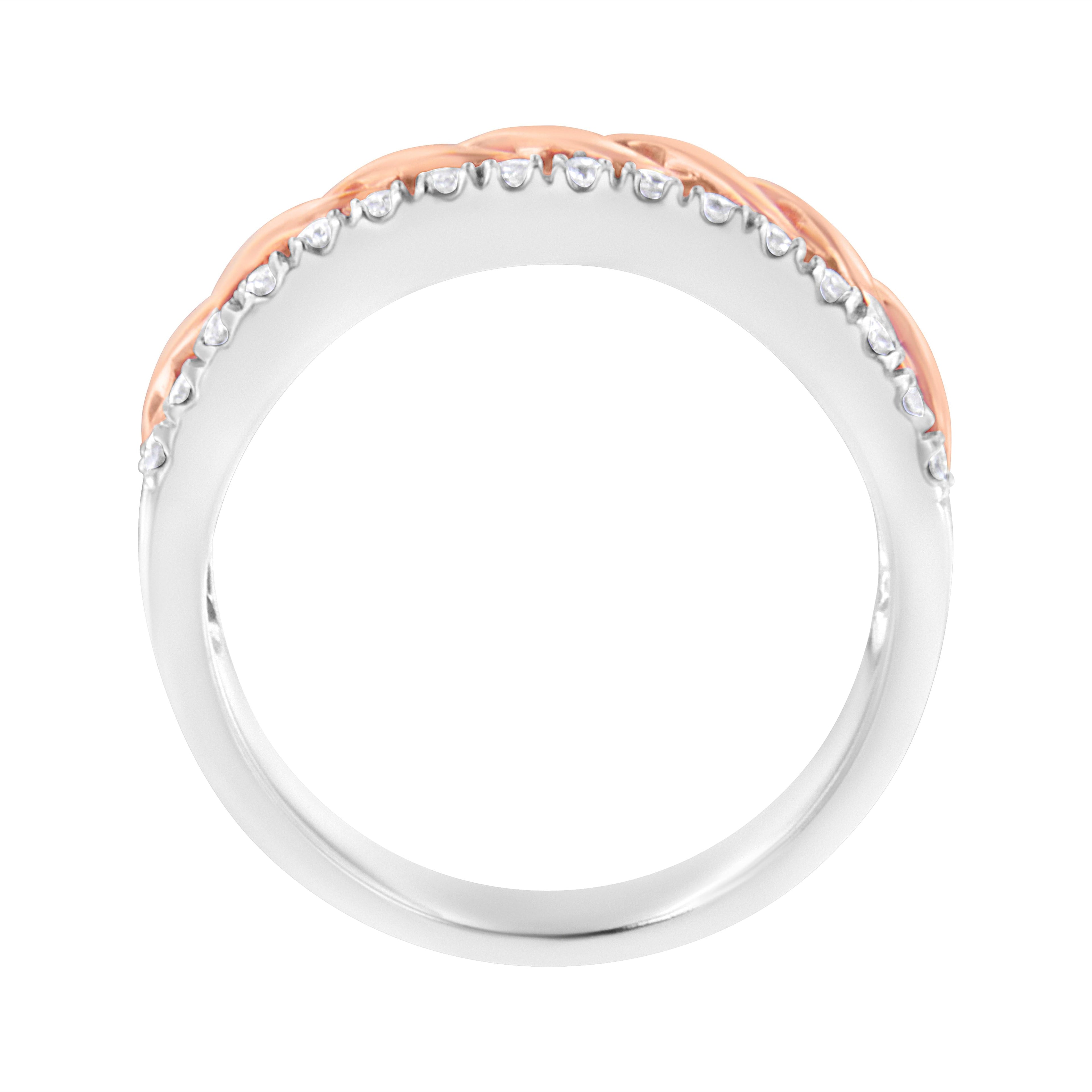 10K White and Rose Gold 1/3 Cttw Diamond Split Shank and Infinity Ribbon Band Ring (I-J Color, I1-I2 Clarity) - Size 6 by Bids.com