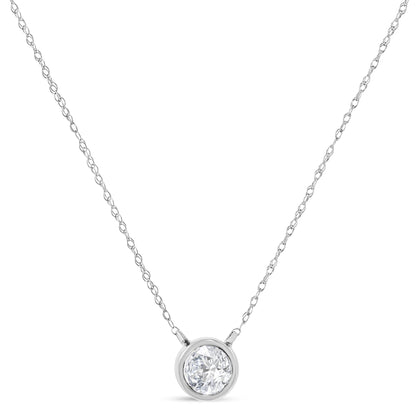 14K White Gold 1/2 Cttw Lab Grown Diamond Modern Bezel-Set Solitaire 16"-18" Pendant Necklace (F-G Color, VS2-SI1 Clarity) by Bids.com