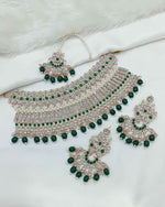Joban Fashion Green Stone Work Necklace Set