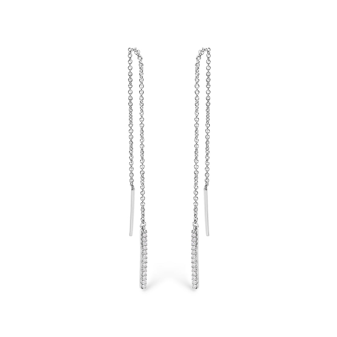 10K White Gold 1/10 Cttw Diamond Threader Earrings by Bids.com