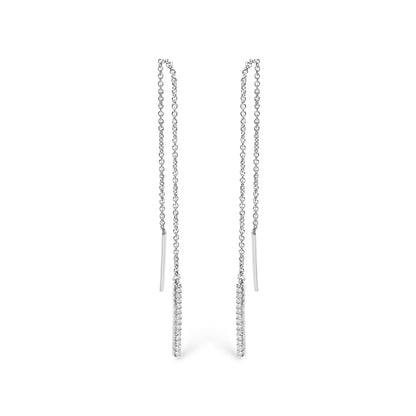 10K White Gold 1/10 Cttw Diamond Threader Earrings by Bids.com