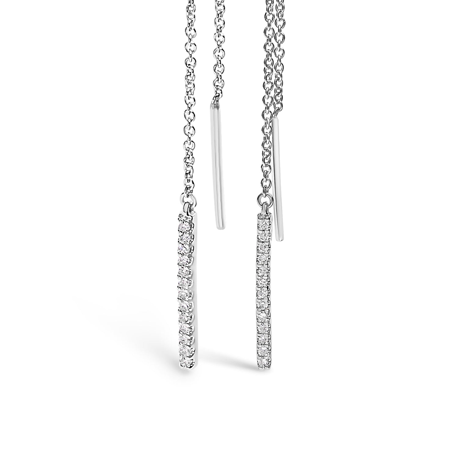 10K White Gold 1/10 Cttw Diamond Threader Earrings by Bids.com