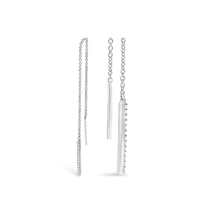 10K White Gold 1/10 Cttw Diamond Threader Earrings by Bids.com