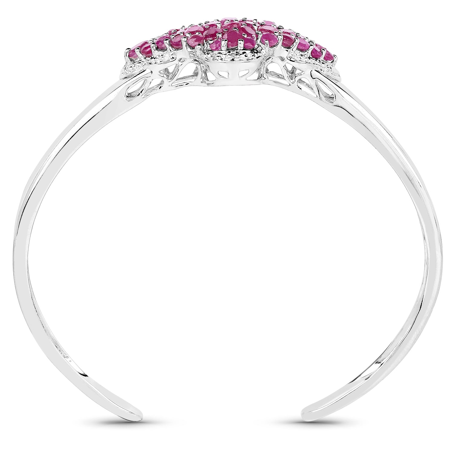 7.38 Carat Glass Filled Ruby, Ruby and White Topaz .925 Sterling Silver Bangle by Bids.com