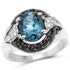 4.27 Carat Genuine London Blue Topaz, Black Spinel & White Topaz .925 Sterling Silver Ring by Bids.com