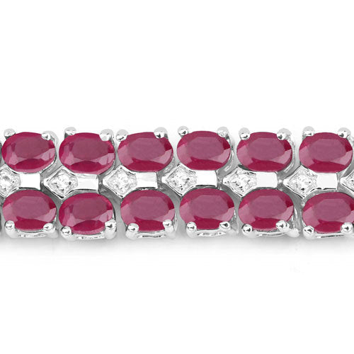 20.03 Carat Glass Filled Ruby and White Topaz .925 Sterling Silver Bracelet by Bids.com