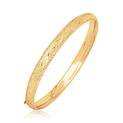 14k Yellow Gold Diamond Carved Bangle (6.00 mm) by Bids.com