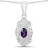 0.54 Carat Genuine Amethyst and White Topaz .925 Sterling Silver Pendant  DestGlow