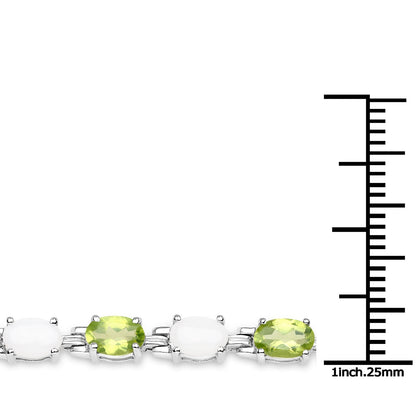 7.92 Carat Genuine Peridot and Opal .925 Sterling Silver Bracelet  DestGlow
