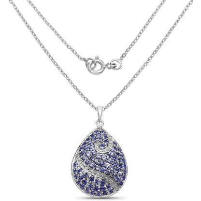 4.72 Carat Genuine Tanzanite .925 Sterling Silver Pendant  DestGlow