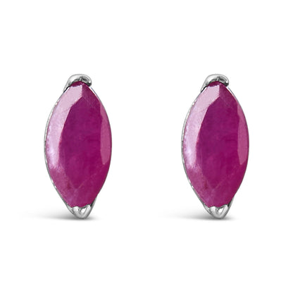 .925 Sterling Silver 1/2 Cttw Created Pink Ruby Gemstone Solitaire Stud Earrings by Bids.com