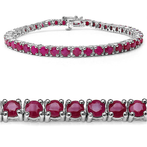 8.80 Carat Genuine Ruby .925 Sterling Silver Bracelet  DestGlow
