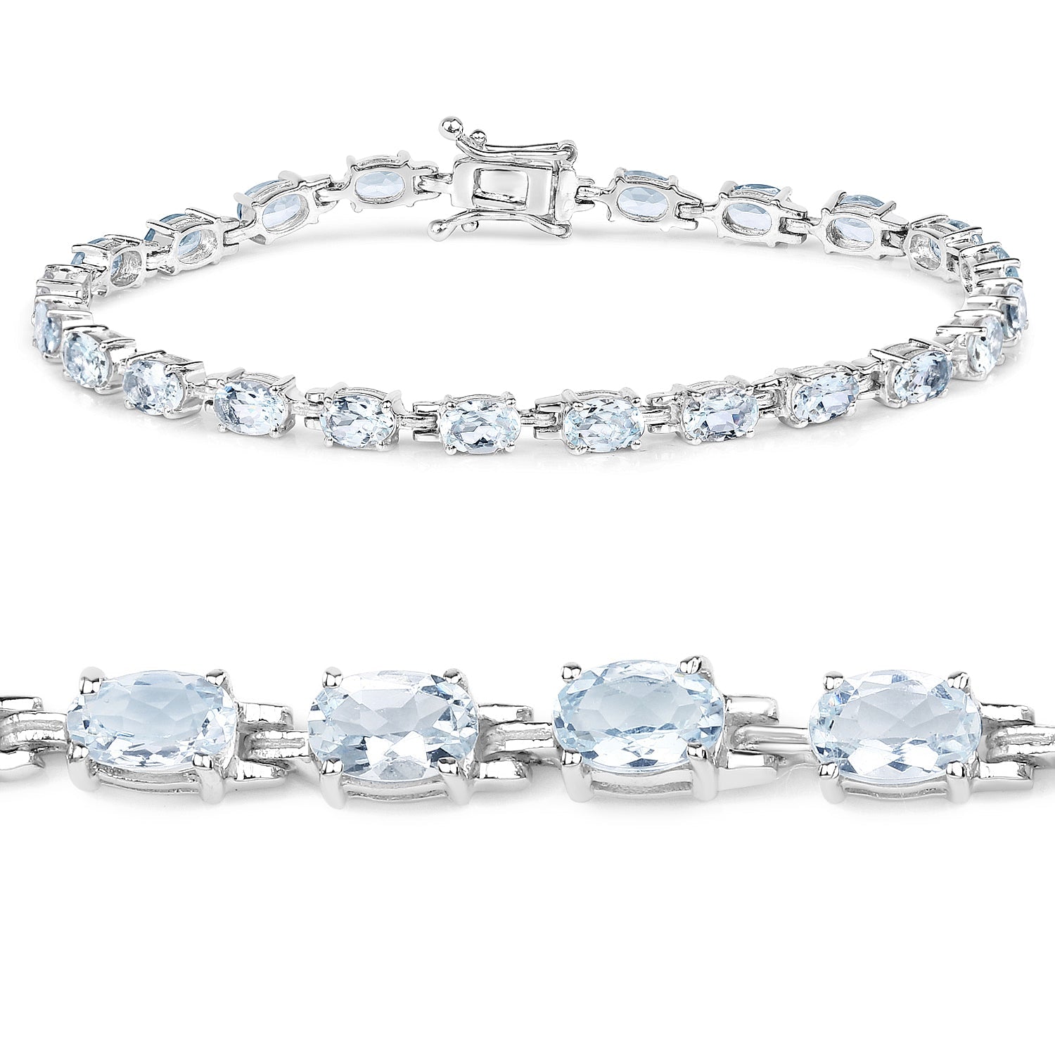 8.80 Carat Genuine Aquamarine .925 Sterling Silver Bracelet by Bids.com