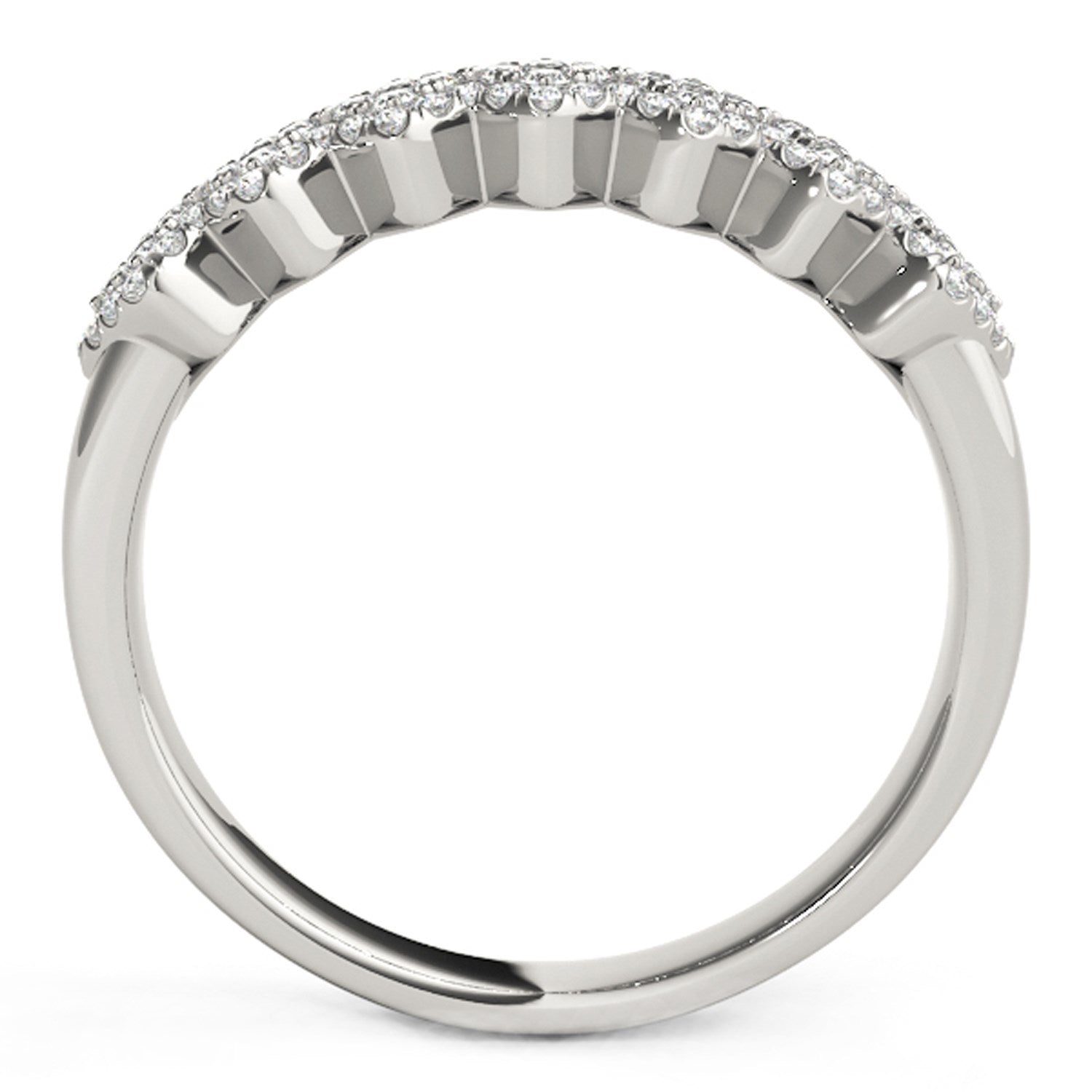Diamond Studded Wide Multi-Diagonal Pattern Ring in 14k White Gold (5/8 cttw) by Bids.com