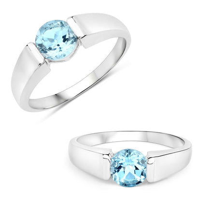 1.05 Carat Genuine Blue Topaz .925 Sterling Silver Ring  DestGlow