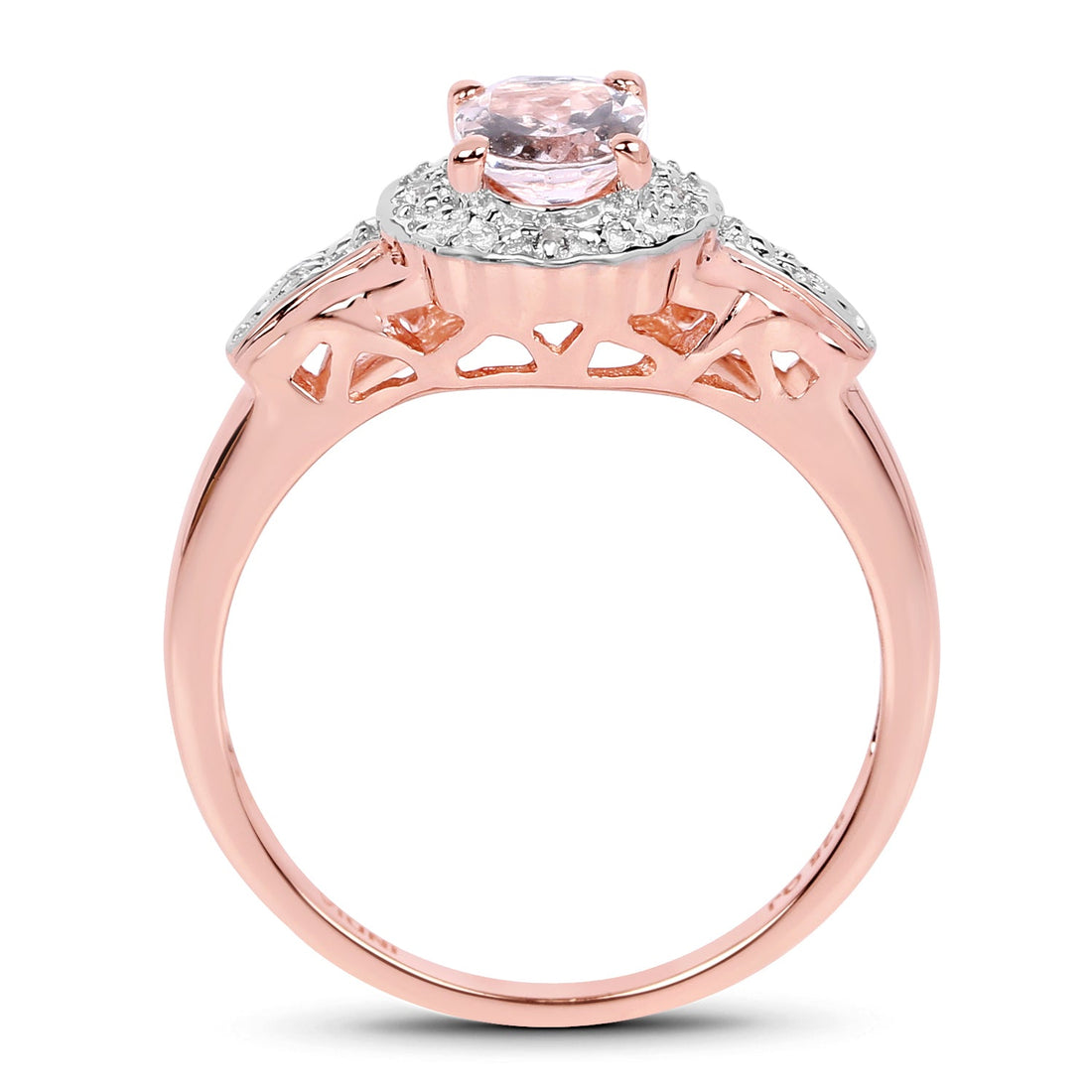 14K Rose Gold Plated 0.73 Carat Genuine Morganite &amp; White Topaz .925 Sterling Silver Ring by Bids.com