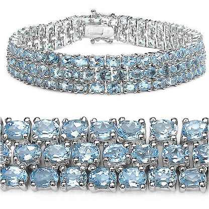 26.20 Carat Genuine Blue Topaz .925 Sterling Silver Bracelet  DestGlow