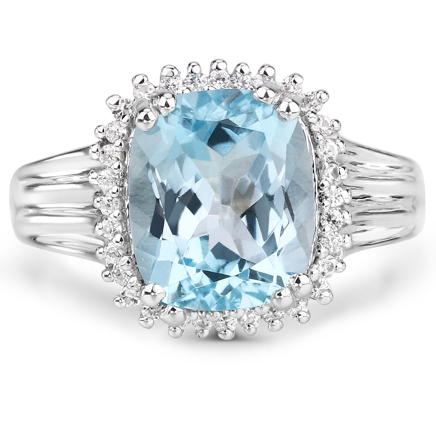 4.32 Carat Genuine Blue Topaz and White Zircon .925 Sterling Silver Ring by Bids.com