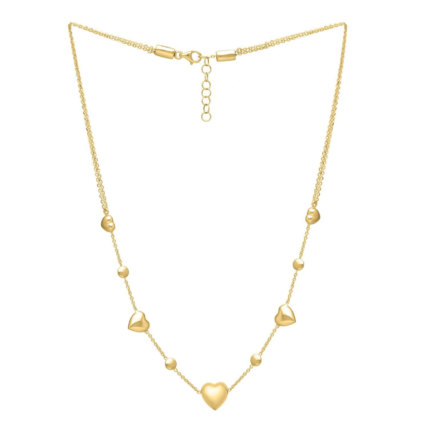 14k Yellow Gold Puff Heart Adjustable Necklace by Bids.com