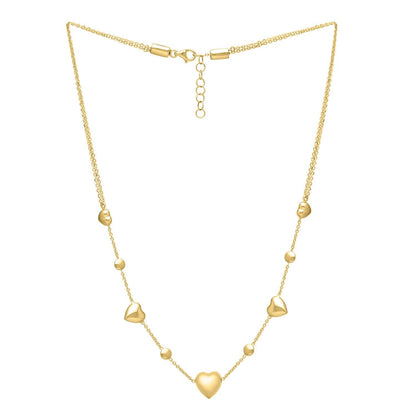 14k Yellow Gold Puff Heart Adjustable Necklace by Bids.com