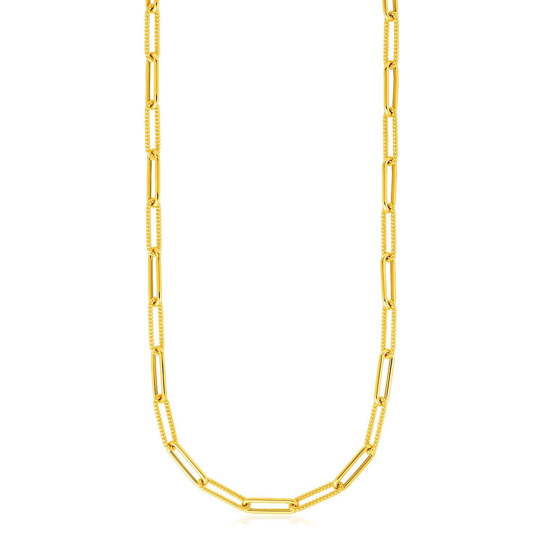 14k Yellow Gold Textured Paperclip Chain (3.5mm) by Bids.com