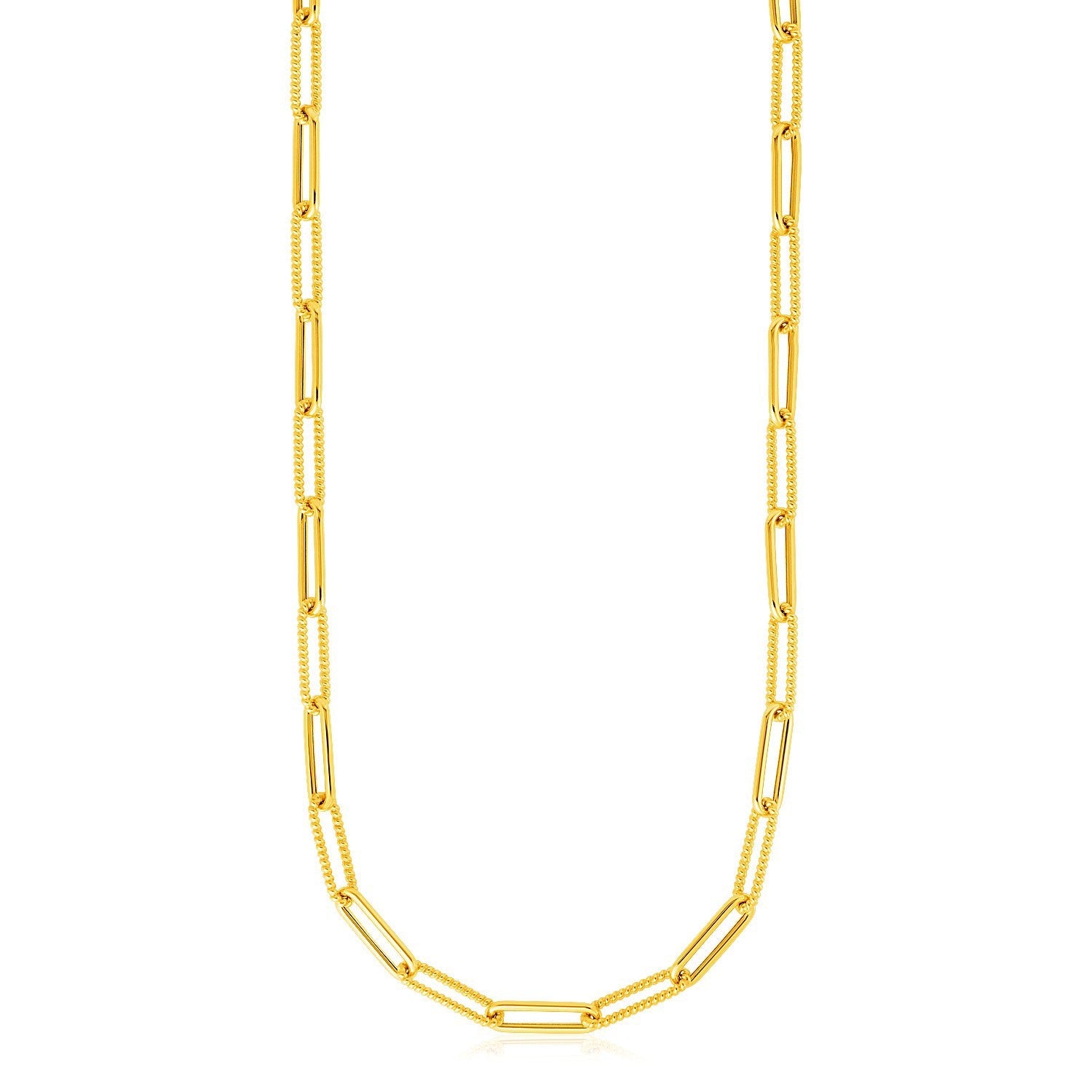 14k Yellow Gold Textured Paperclip Chain (3.5mm) by Bids.com