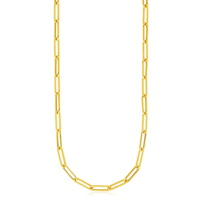 14k Yellow Gold Textured Paperclip Chain (3.5mm) by Bids.com
