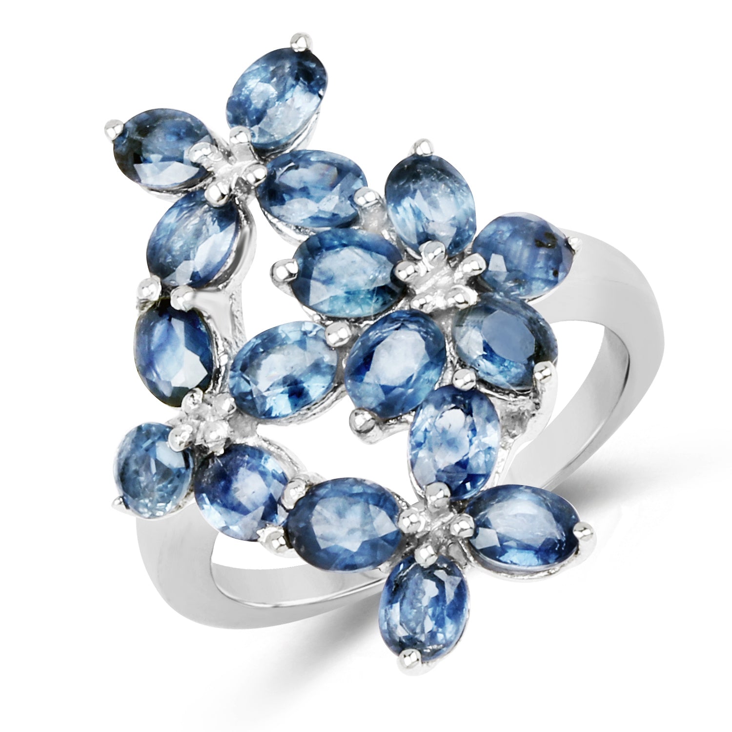 3.40 Carat Genuine Blue Sapphire .925 Sterling Silver Ring by Bids.com