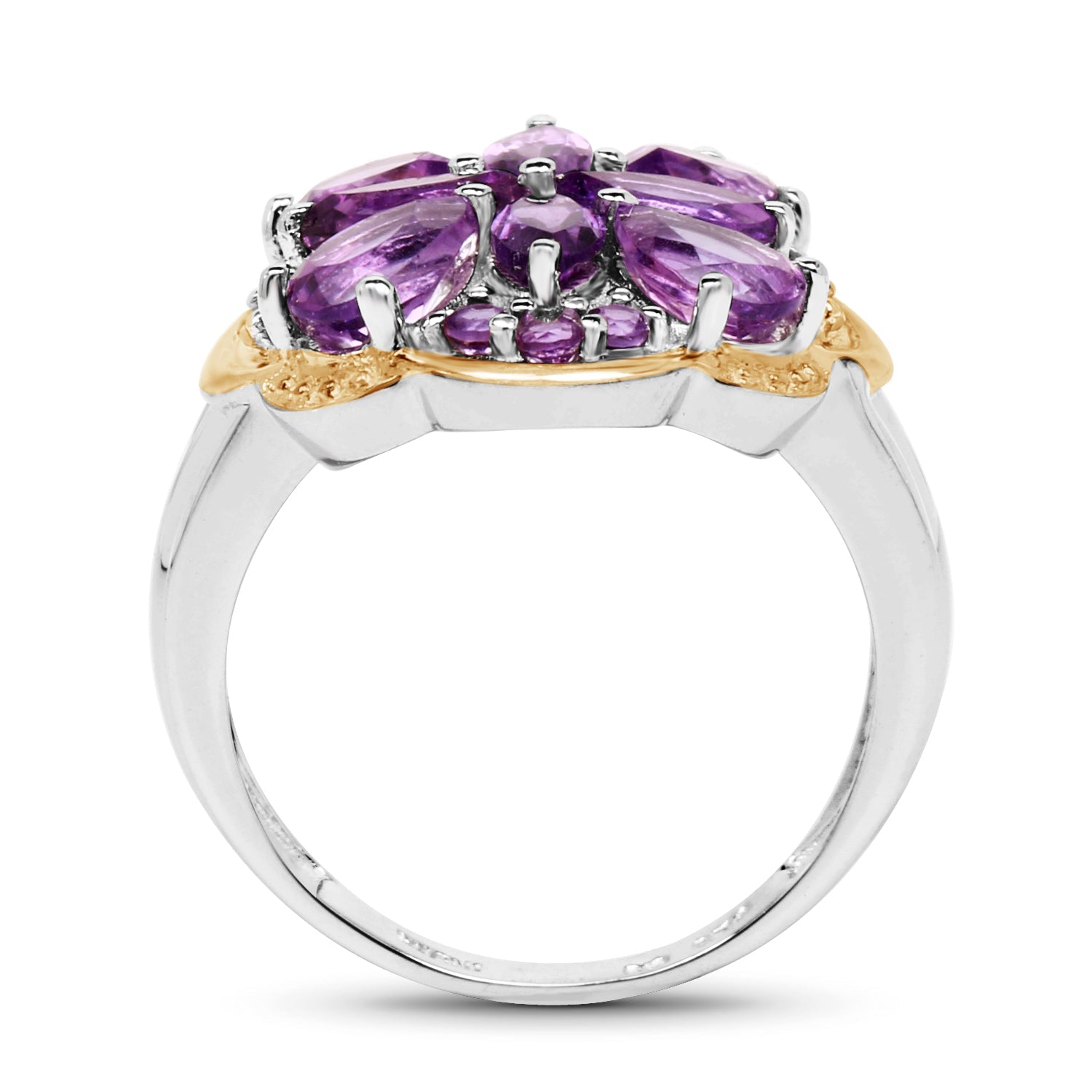 Two Tone Plated 2.66 Carat Genuine Amethyst .925 Sterling Silver Ring by Bids.com