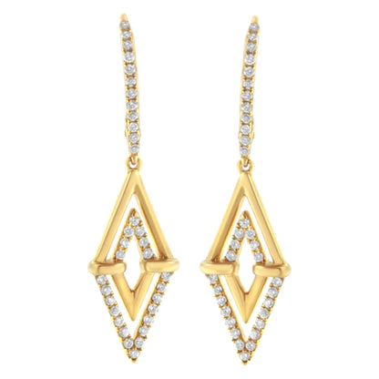 14K Yellow Gold 3/8 Cttw Double Triangle Drop and Dangle Diamond Earrings (G-H Color, SI1-SI2 Clarity) by Bids.com