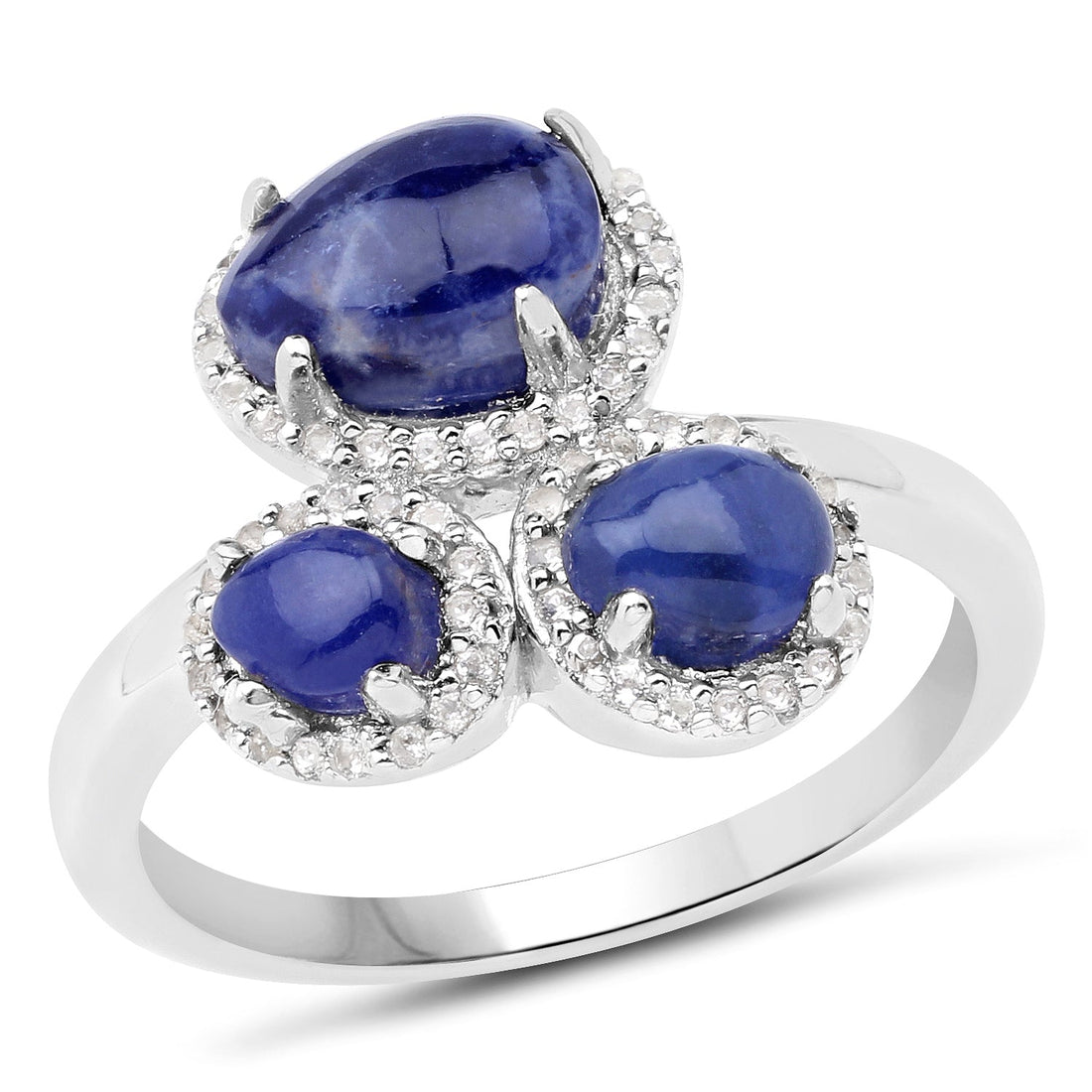 2.28 Carat Genuine Blue Aventurine And White Topaz .925 Sterling Silver Ring by Bids.com