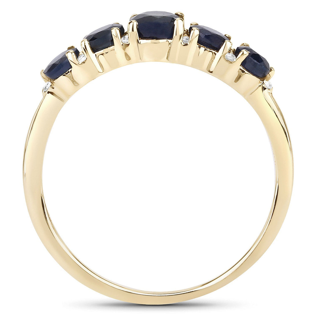 1.05 Carat Genuine Blue Sapphire and White Diamond 14K Yellow Gold Ring  DestGlow