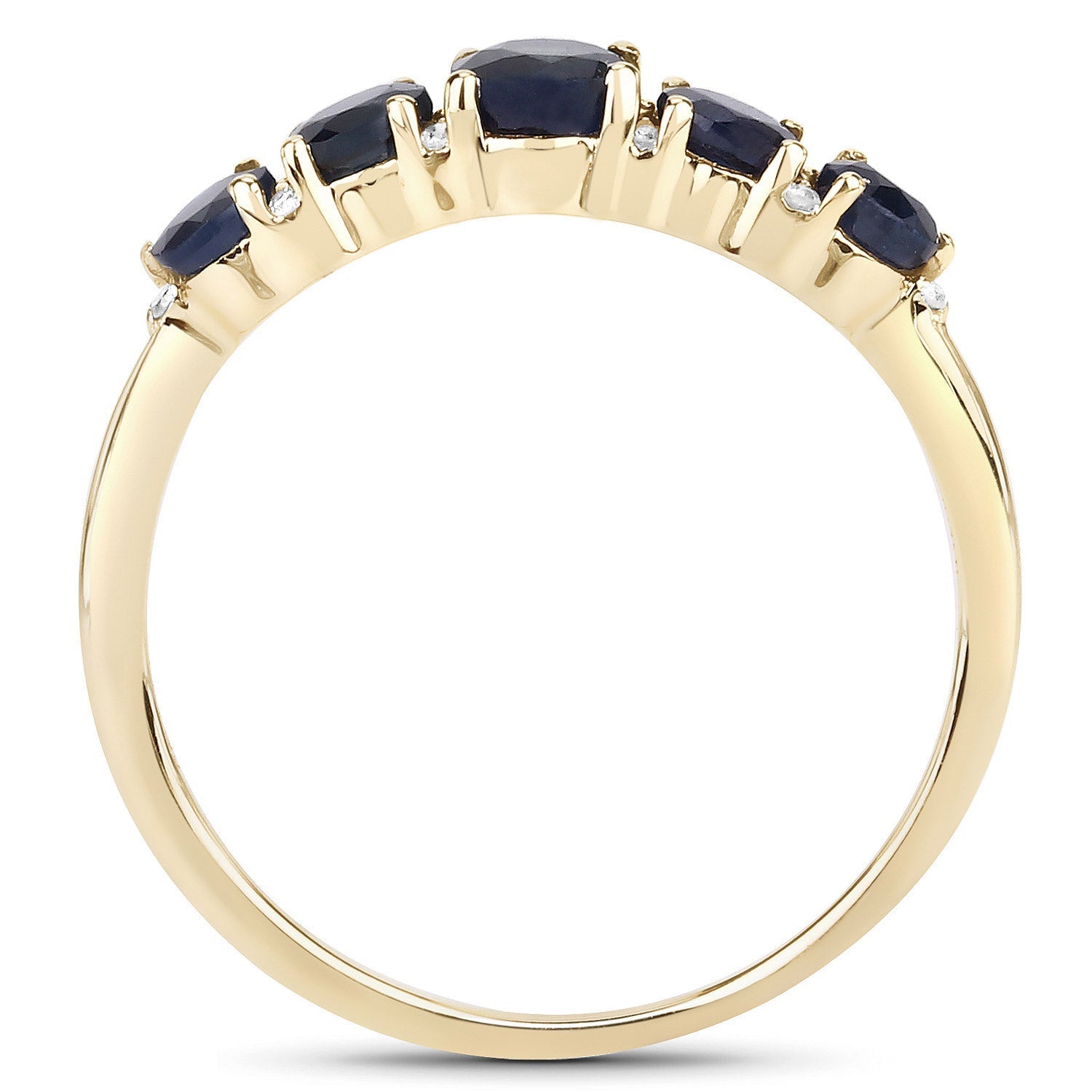 1.05 Carat Genuine Blue Sapphire and White Diamond 14K Yellow Gold Ring  DestGlow