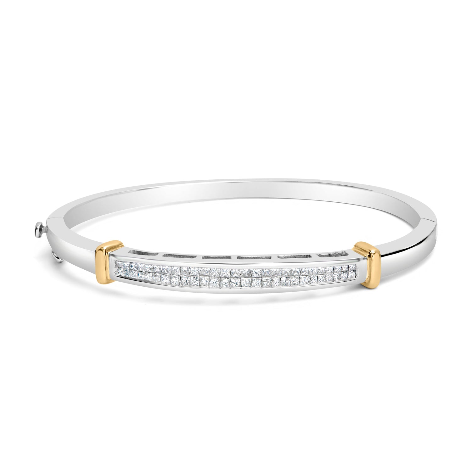 14K Two-Toned Gold Princess Cut Diamond Fashion Bangle (1 cttw, H-I Color, SI1-SI2 Clarity) by Bids.com
