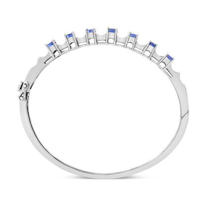 14K White Gold 5 MM Oval Blue Tanzanite and 1/4 Cttw Diamond Bangle (H-I Color, VS2-SI1 Clarity) - Fits wrists up to 7 1/2 Inches by Bids.com