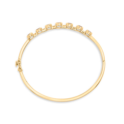 14K Yellow Gold Alternating Bezel Set 5MM Oval Shaped Tanzanite and 1/5 Cttw Diamond Bangle Bracelet (H-I Color, VS2-SI1 Clarity) - Fit&