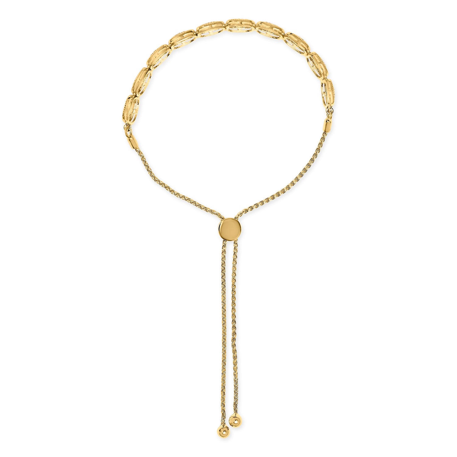 14k Yellow Gold Plated .925 Sterling 5/8 Cttw Diamond Composite Cushion Frame 4â€-10â€ Adjustable Bolo Bracelet (G-H Color, I1-I2 Clarity) by Bids.com