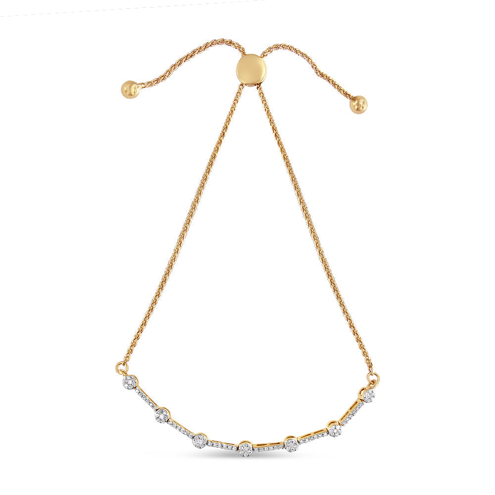 14K Gold Plated Sterling Silver 1/3 Cttw Diamond Slider Link Bolo Bracelet  DestGlow