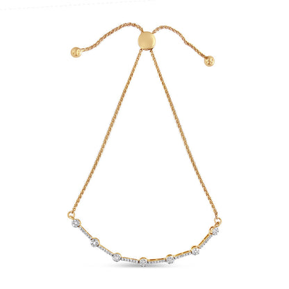 14K Gold Plated Sterling Silver 1/3 Cttw Diamond Slider Link Bolo Bracelet  DestGlow