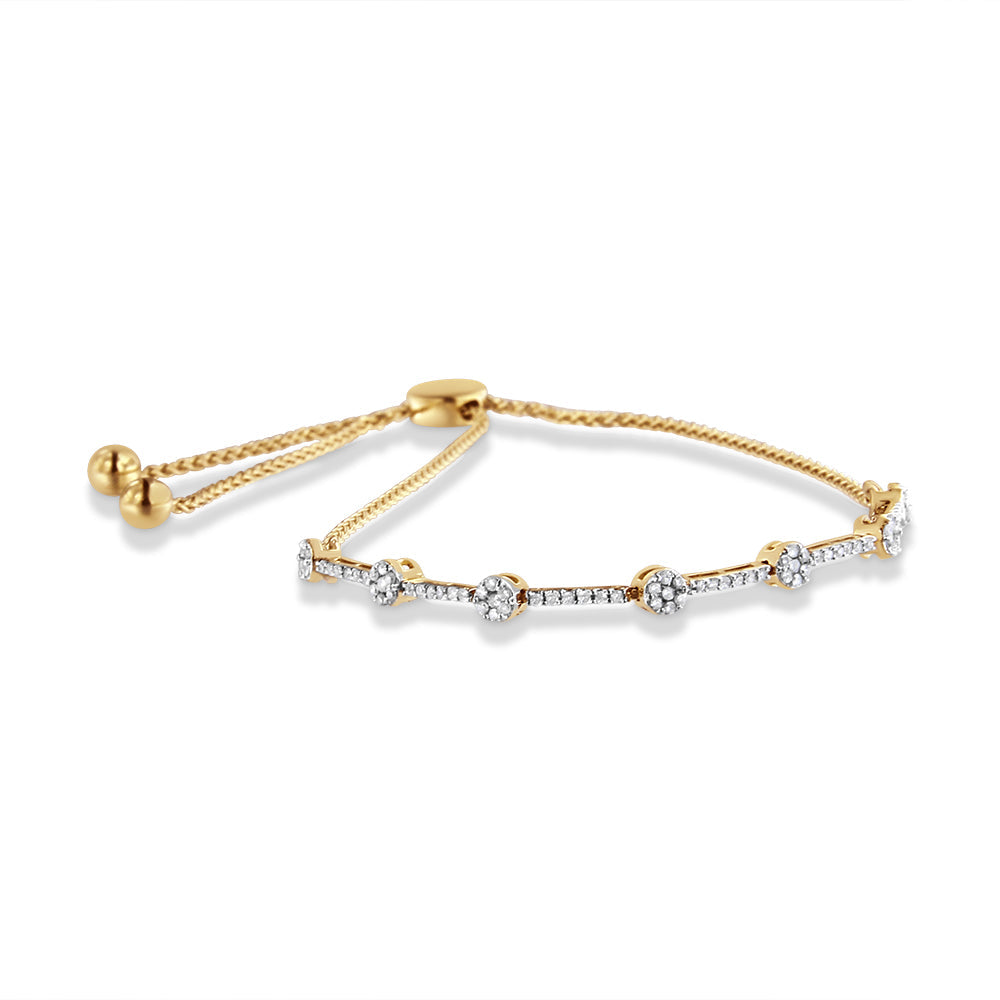 14K Gold Plated Sterling Silver 1/3 Cttw Diamond Slider Link Bolo Bracelet  DestGlow