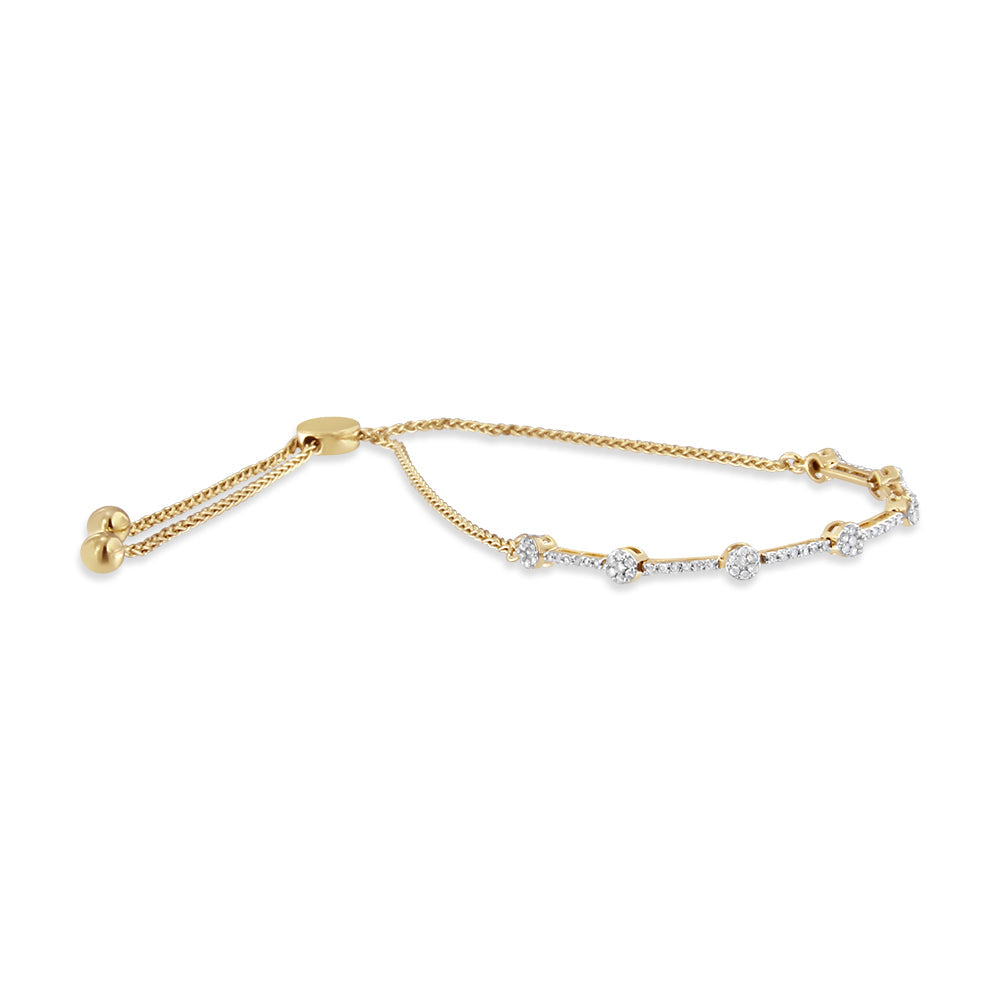 14K Gold Plated Sterling Silver 1/3 Cttw Diamond Slider Link Bolo Bracelet  DestGlow