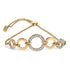 14K Yellow Gold Plated .925 Sterling Silver 1/10 Cttw Diamond Infinity Loop Adjustable Bolo Tennis Bracelet  DestGlow