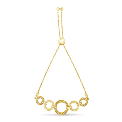 10K Yellow Gold over .925 Sterling Silver Diamond Accented Graduated Infinity Open Circle 6â€-9â€ Adjustable Bolo Bracelet (H-I Color, I2-I3 Clarity) by Bids.com