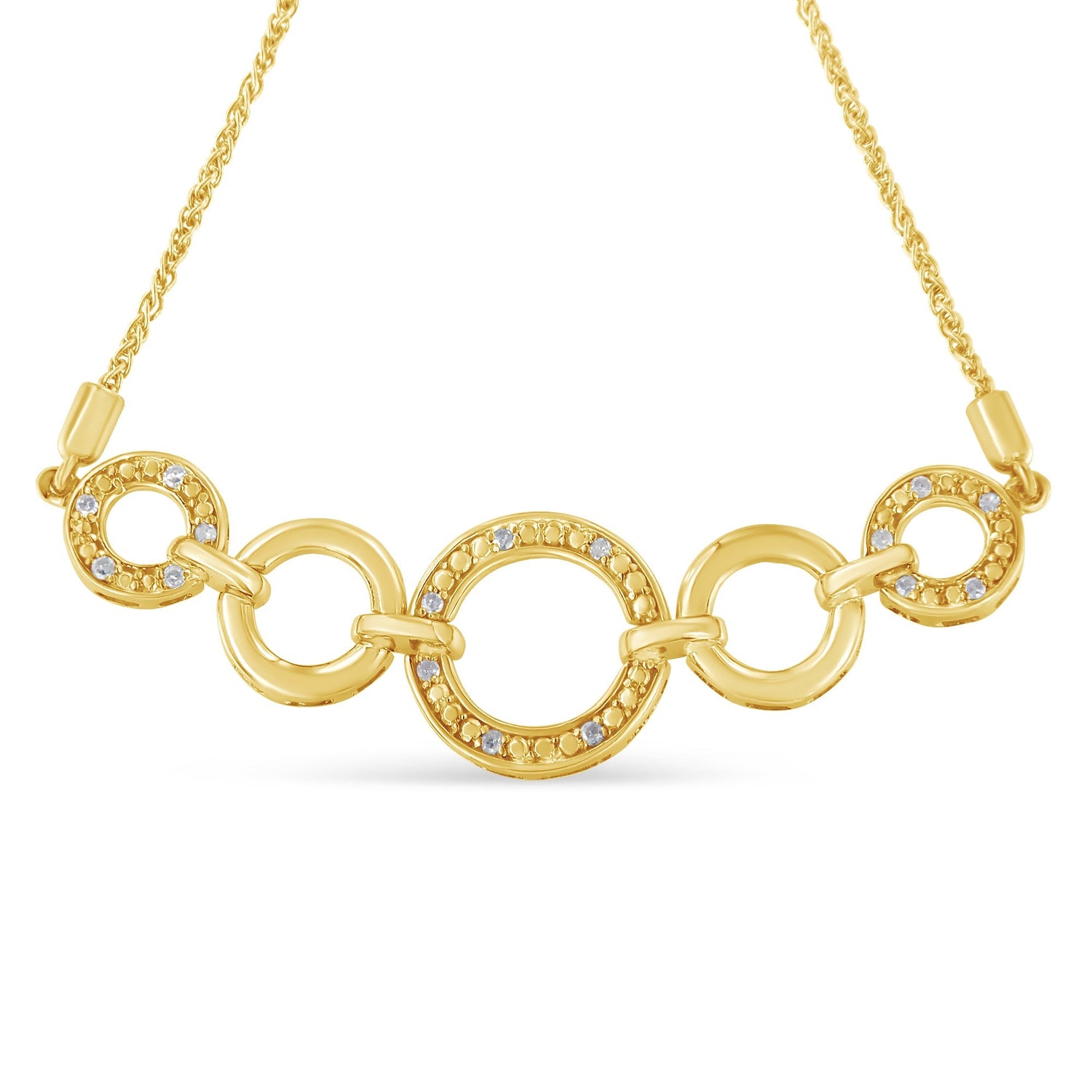14K Yellow Gold Plated .925 Sterling Silver 1/10 Cttw Diamond Infinity Loop Adjustable Bolo Tennis Bracelet  DestGlow