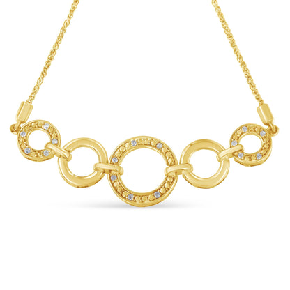 14K Yellow Gold Plated .925 Sterling Silver 1/10 Cttw Diamond Infinity Loop Adjustable Bolo Tennis Bracelet  DestGlow