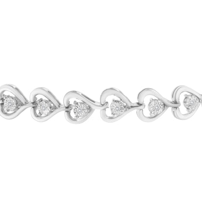 Sterling Silver Diamond Woven Heart Bolo Bracelet (0.1 cttw, H-I Color, I2-I3 Clarity) by Bids.com