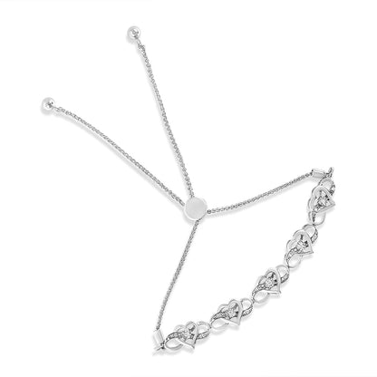 .925 Sterling Silver Diamond Accent Interlocking Infinity and Heart 4â€-10â€ Adjustable Bolo Tennis Bolo Bracelet (H-I Color, I2-I3 Clarity) by Bids.com
