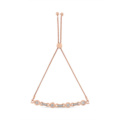 14K Yellow Gold Plated .925 Sterling Silver Channel Set Diamond Accent Twist 4â€-10â€ Adjustable Bolo Bracelet (I-J Color, I3 Clarity) by Bids.com