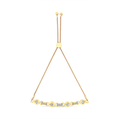 14K Yellow Gold Plated .925 Sterling Silver Channel Set Diamond Accent Twist 4â€-10â€ Adjustable Bolo Bracelet (I-J Color, I3 Clarity) by Bids.com